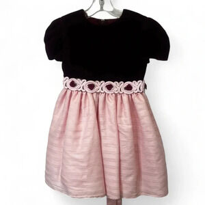 Nicole Dorissa International vintage girls velvet top dress with roses size 4